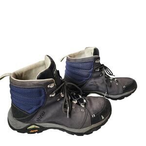 Ahnu Montara Boot Midnight Blue Womens Size 8.5 Hiking Vibram Soles Waterproof